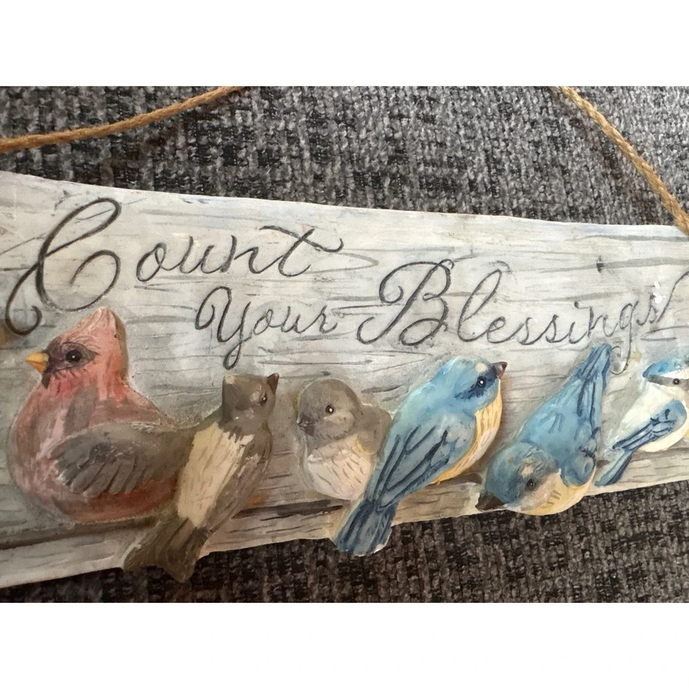 New Creative Enterprises Count Your Blessings Bird Wall Plaque Rustic Sign Decor